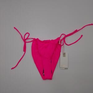 GOOD AMERICAN TINY TIES BIKINI BOTTOM IN HOT PINK SIZE XL